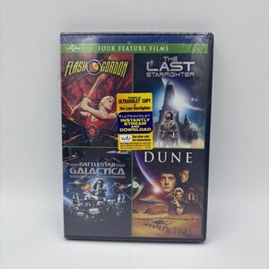 4 Sci Fi Action Films Flash Gordon Starfighter Dune Battlestar Galactica DVD